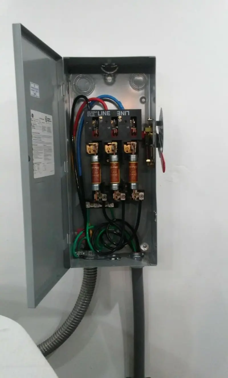 Three-phase disconnect switch installed for Smoke Detector Installation in Harbor Bluffs